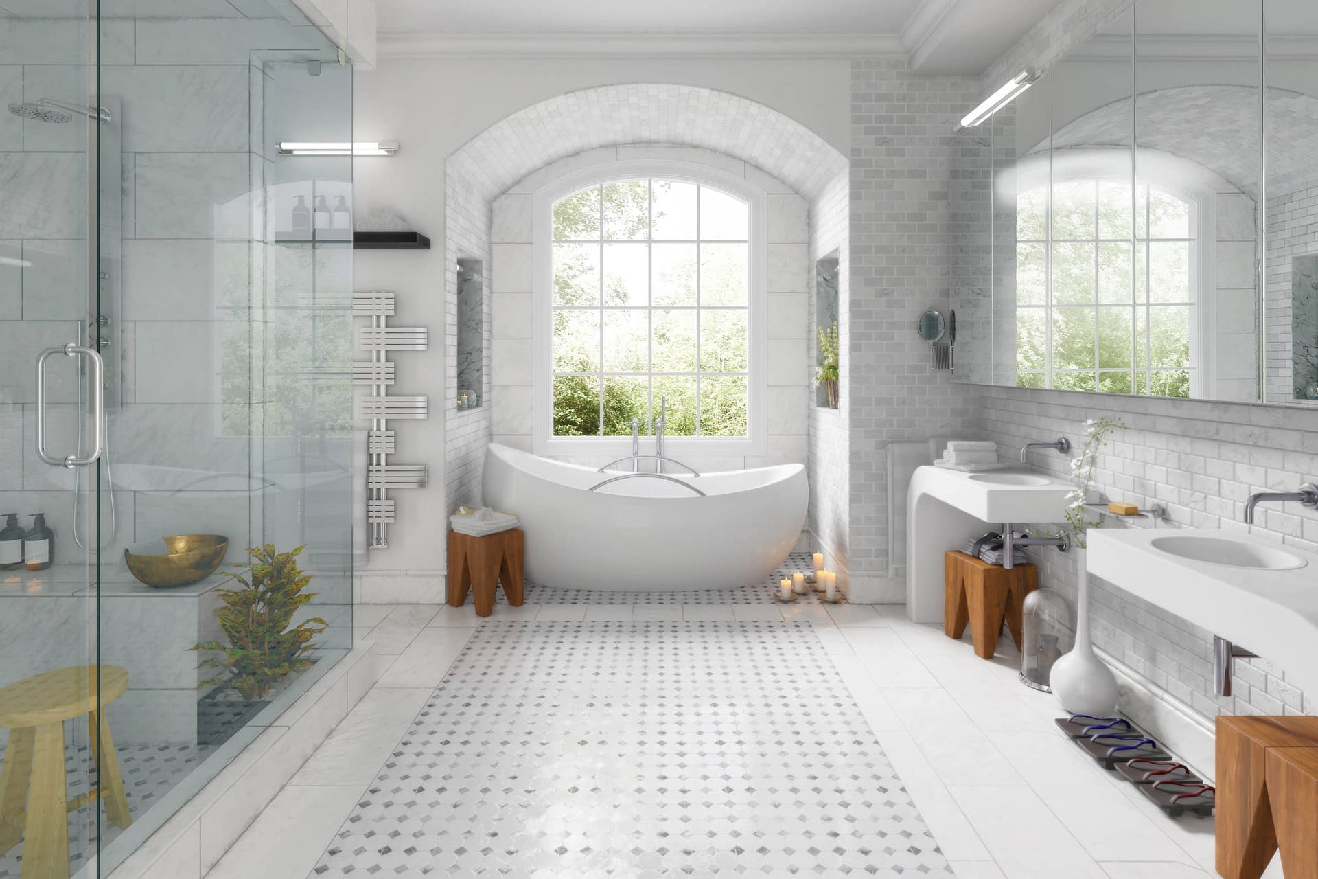Renovation of an old building bathroom - 3d visualization